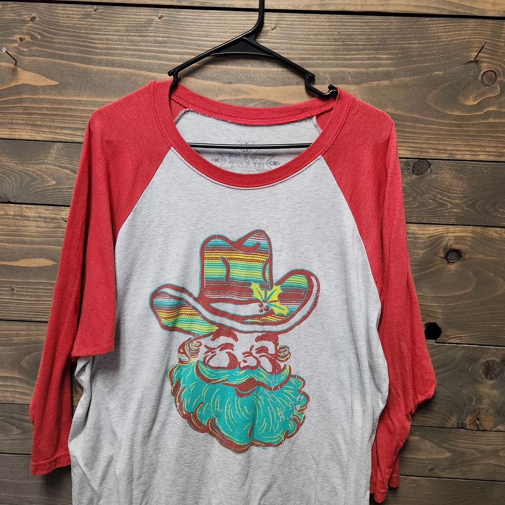 CRAZY TRAIN WESTERN SANTA GRAPHIC TEE SIZE 2XL